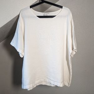 Cotton Wear 100% 2X white linen boxy top